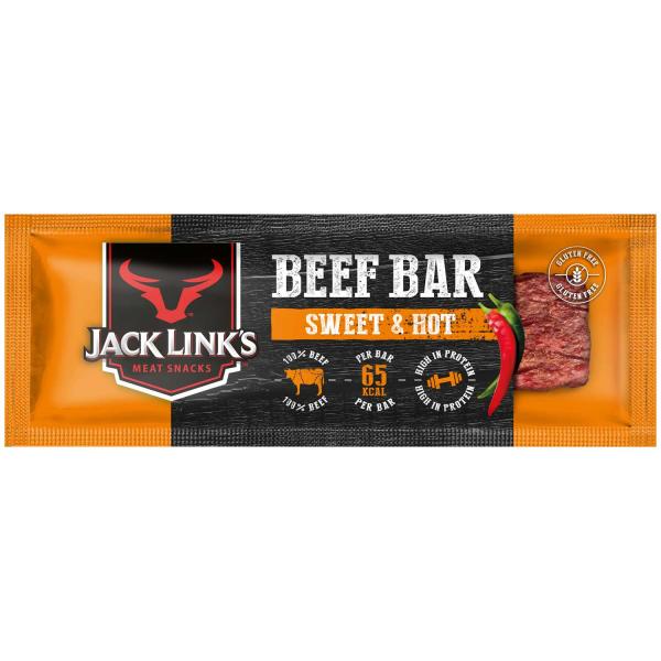 Jack Links Beef Bar Sweet & Hot 22,5g Rindfleischriegel, gepökelt und getrocknet. Glutenfrei