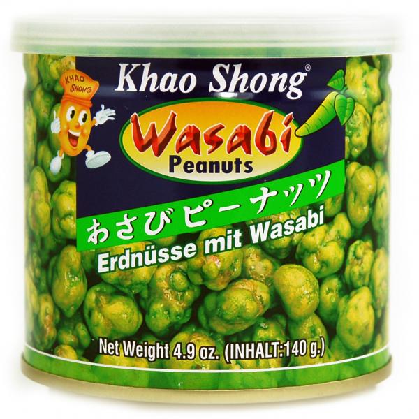 Khao Shong Wasabi Peanuts 140g Geröstete Erdnüsse mit Überzug aus extrascharfem japanischem Meerrettich