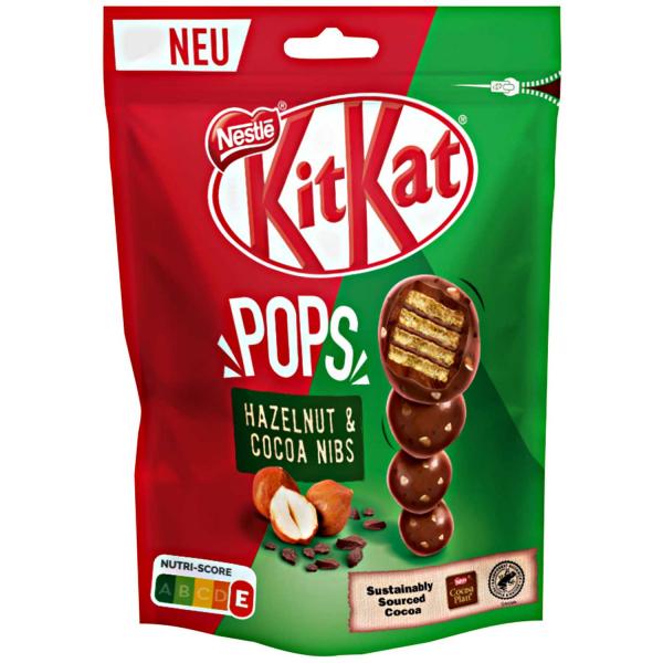 KitKat Pops Hazelnut & Cocoa Nibs 200g Knusperkugeln aus Milchschokolade mit Waffel