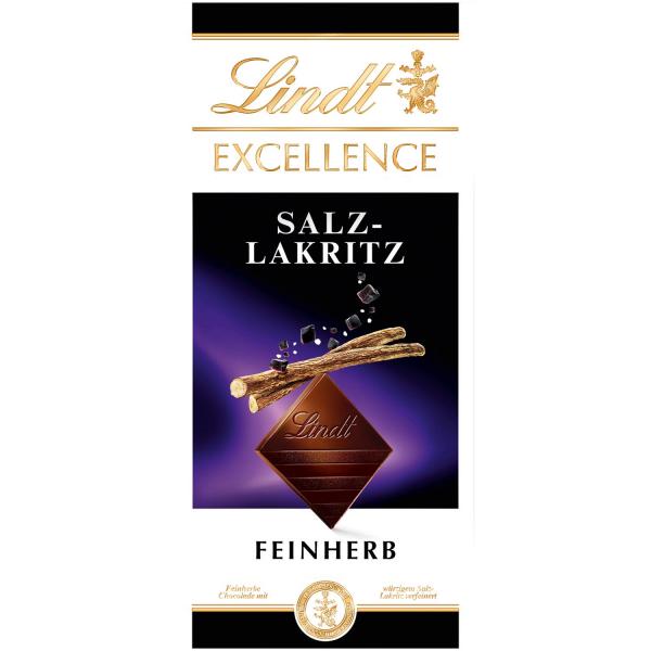 Lindt Excellence Salz Lakritz 100g Feinherbe Schokolade mit salzigen Lakritzstückchen