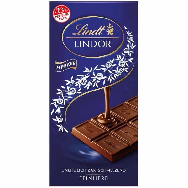 Lindt Lindor Feinherb 100g Feinherbe Schokolade mit zartschmelzender Füllung