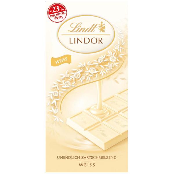 Lindt Lindor Weiß 100g Weiße Schokolade mit zartschmelzender Füllung