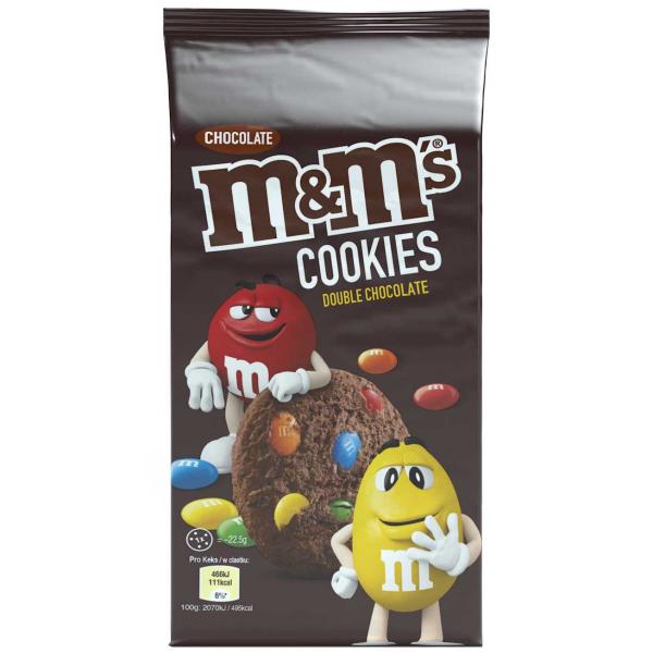 M&M'S Cookies 180g Knusprige Schokoladenkekse, die mit Zucker überzogene Milchschokoladenstücke enthalten.