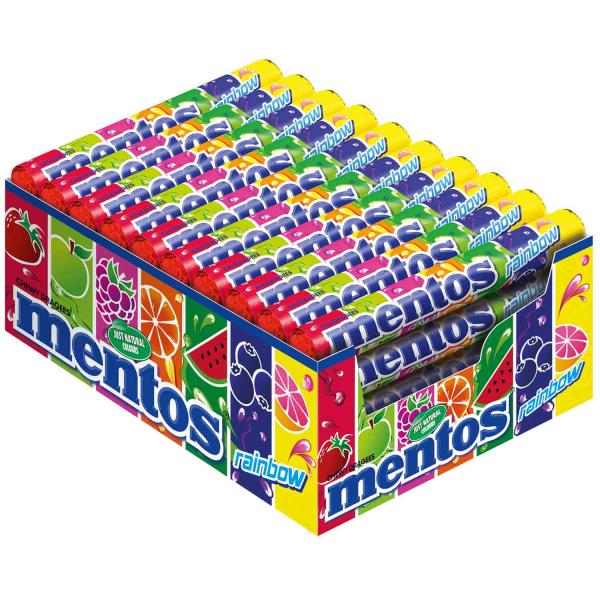 mentos Rainbow Rolle Kaudragees mit Fruchtgeschmack