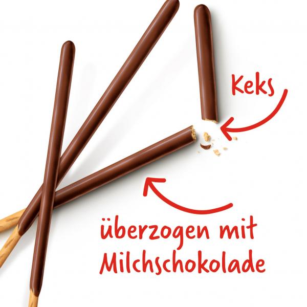 Mikado Milchschokolade Knusprige Keksstäbchen