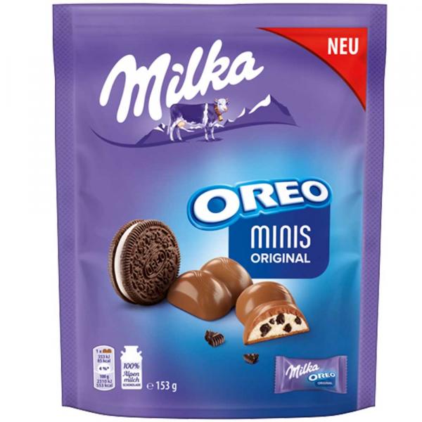 Milka Oreo Minis Original Pralinen aus Alpenmilchschokolade mit einer Milchcremefüllung und Kakaokeksstückchen