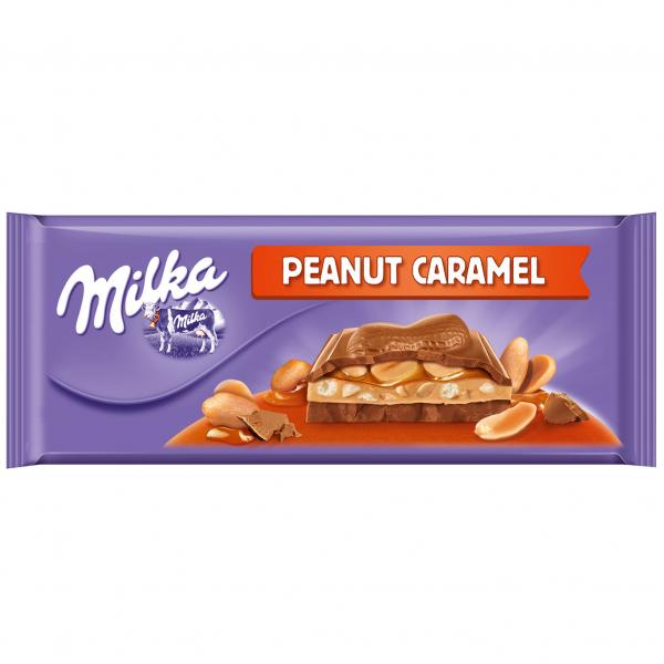 Milka Peanut Caramel 276g XXL-Tafel aus Alpenmilch-Schokolade mit Karamell- und Erdnuss-Creme