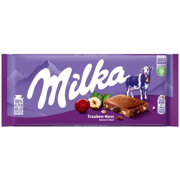 Milka Trauben Nuss 100g Alpenmilch Schokolade