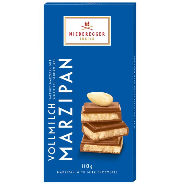 Niederegger Marzipan Tafel Classic Volllmilch 110g Gefüllte Vollmilch-Schokolade mit Marzipan