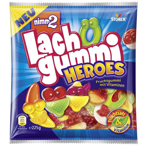 nimm2 Lachgummi Heroes 225g Fruchtgummi-Mischung mit Fruchtsaft