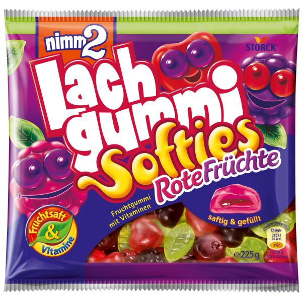 nimm2 Lachgummi Softies Rote Früchte 225g Flüssig gefülltes Fruchtgummi mit Fruchtsaft