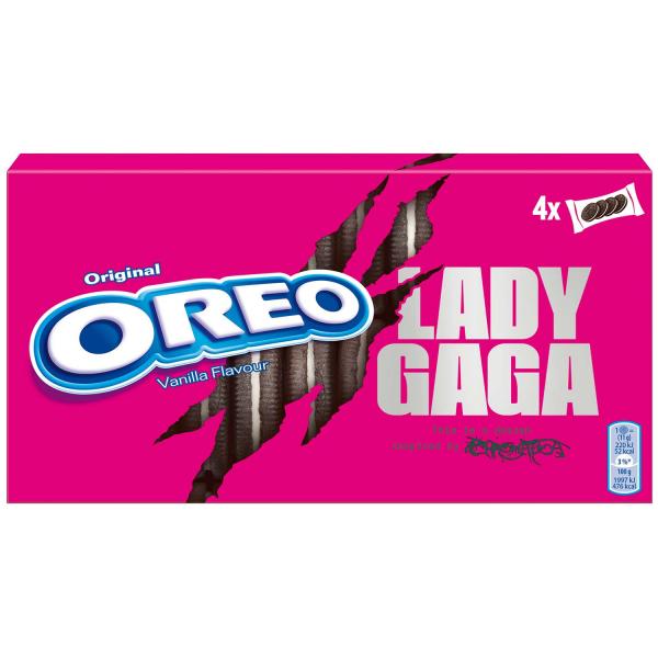 Oreo Original Lady Gaga 4x4er 4 Folienpacks mit je 4 Doppelkeksen aus Kakao-Gebäck mit Vanille-Creme-Füllung