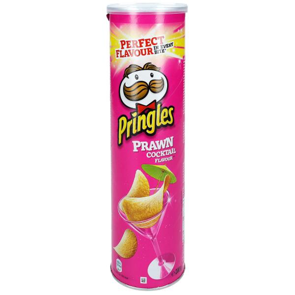 Pringles Prawn Cocktail mit Krabbencocktail-Geschmack. Für Vegetarier geeignet.