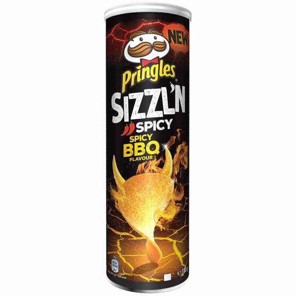 Pringles Sizzl'n Spicy BBQ Stapelchips mit würzigem Barbecue-Geschmack