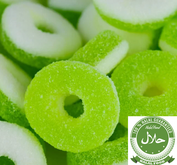 Fizzy Apple Rings 100g Halal Fruchtgummi fruchtiger Geschmack