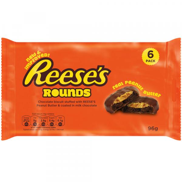 Reese's Rounds 6er Kakaogebäck mit Erdnussbutterfüllung und Schokoladenüberzug