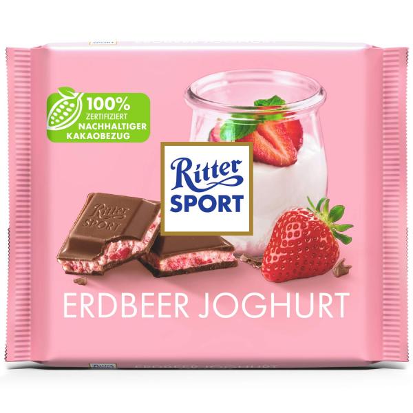 Ritter Sport Erdbeer Joghurt 100g Gefüllte Vollmilchschokolade mit Erdbeer-Joghurt-Creme