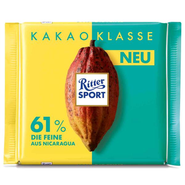 Ritter Sport Kakao Klasse 61% Die Feine aus Nicaragua 100g Edelbitterschokolade