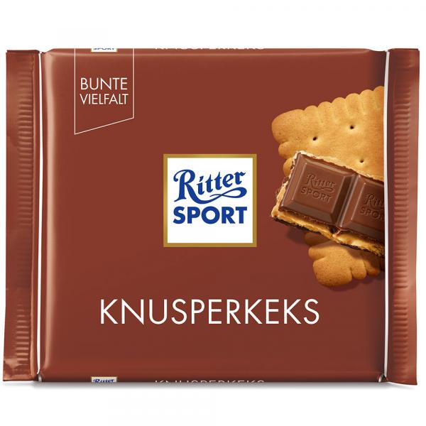 Ritter Sport Knusperkeks 100g Vollmilch-Schokolade mit Butterkeks und Milch-Kakao-Creme-Füllung