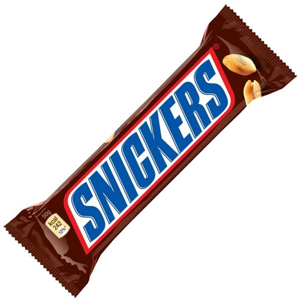 Snickers 50g mit Candy-Creme, Karamell und gerösteten Erdnüssen