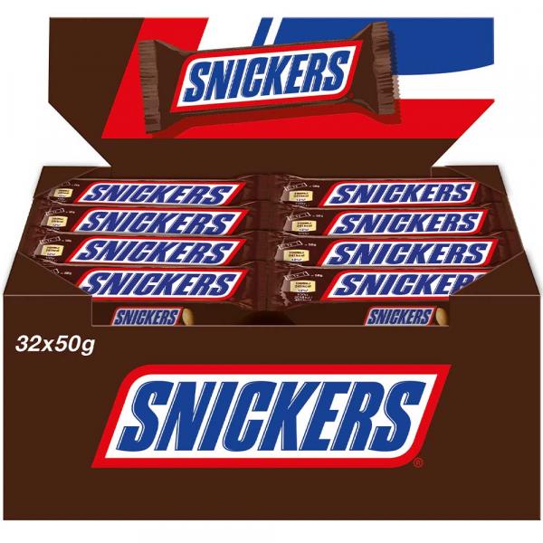 Snickers 50g mit Candy-Creme, Karamell und gerösteten Erdnüssen