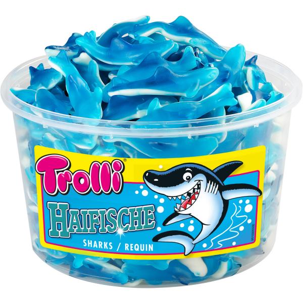 Trolli Haifische 150 extraweiche Haifische aus Fruchtgummi und Schaumzucker